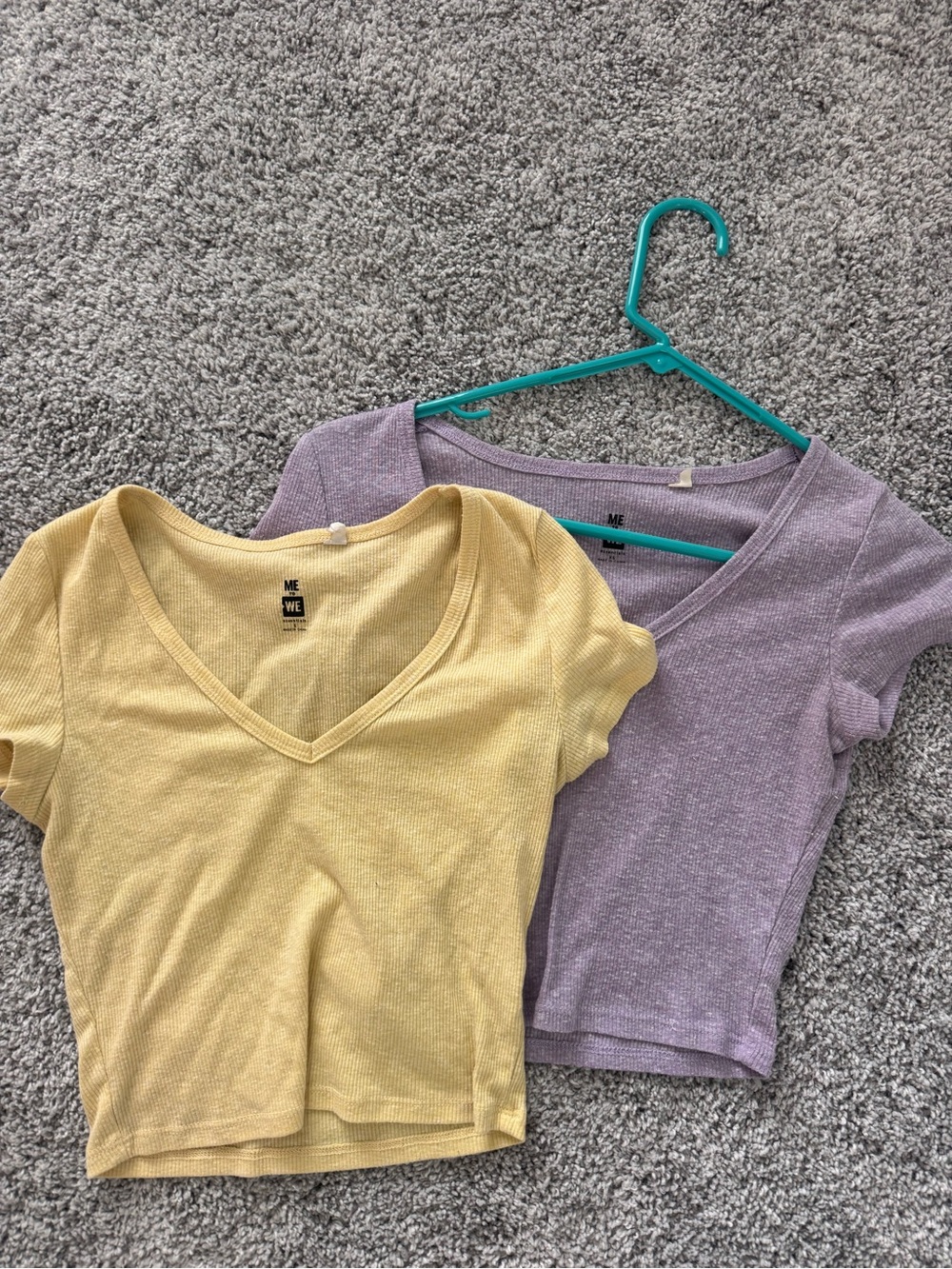 PacSun Yellow & Lavender Ribbed V‑Neck Crop Tops